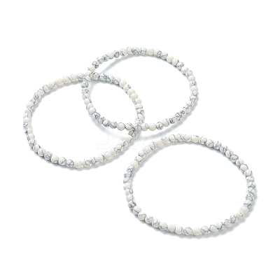 Synthetic Howlite Beaded Stretch Bracelets BJEW-A117-A-10-1