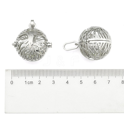 Rack Plating Brass Hollow Round Cage Pendants KK-M181-02P-NF-1
