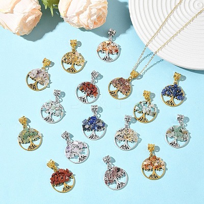 16Pcs 16 Styles Alloy Gems Tree of Life European Dangle Charms PALLOY-YW00085-1
