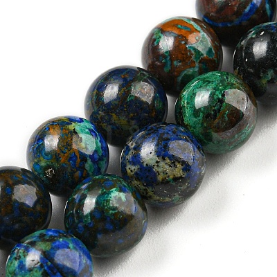 Natural Azurite Beads Strands G-P503-8MM-09-1