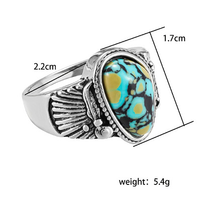 Fashionable Alloy & Turquoise Finger Rings FS-WGDFDBB-03-1