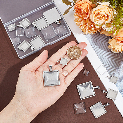 DIY Blank Square Pendant Making Kit DIY-UN0005-47-1
