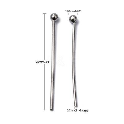 Tarnish Resistant 304 Stainless Steel Ball Head pins STAS-M010-25mm-01-1