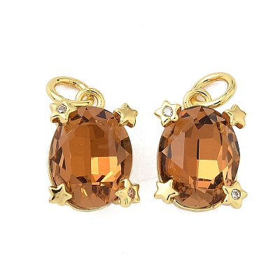 Brass Pave Cubic Zirconia Pendants KK-P325-16G-1