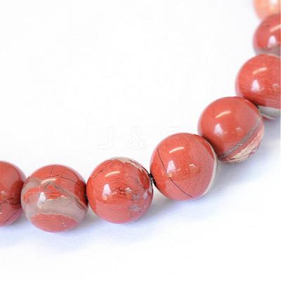 Natural Red Jasper Round Bead Strands G-E334-6mm-27-1