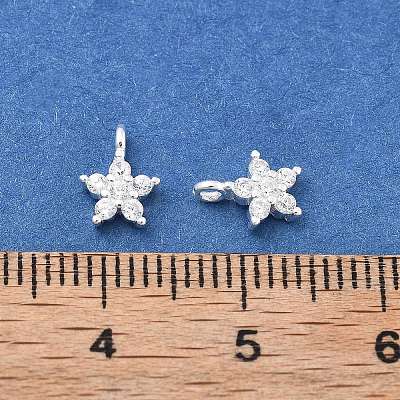 925 Sterling Silver Micro Pave Clear Cubic Zirconia Star Charms STER-D302-04B-S-1