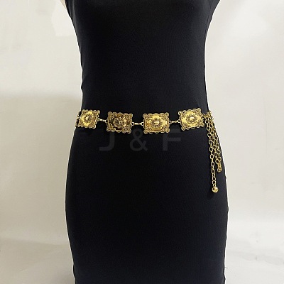 Tibetan Style Alloy Rectangle Link Chain Waist Belly Chains for Women FS-WG1BBEA-01-1