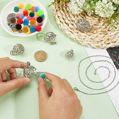 DIY 304 Stainless Steel Pendants Essential Oil Diffuser Necklaces Making Kits NJEW-SC0001-49-1