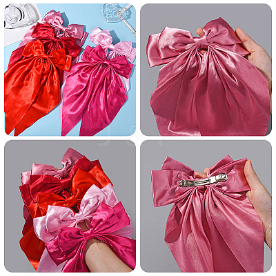 5Pcs 5 Colors Bowknot Polyester Hair Barrettes PHAR-SP0001-18A-1