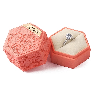 Embossed Hexagon Plastic Rings Storage Boxes CON-P020-C02-1
