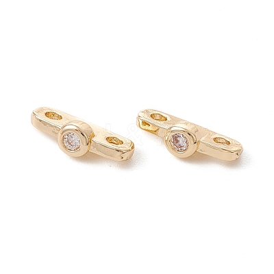 Rack Plating Brass Pave Clear Cubic Zirconia Connector Charms KK-G433-04LG-1