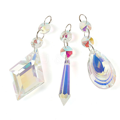 3Pcs 3 Styles Crystal Glass Hanging Sun Catcher AJEW-TADJ0001-07-1