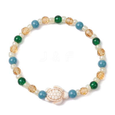 Synthetic Turquoise Beads Stretch Bracelets BJEW-JB11513-01-1