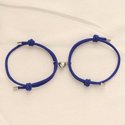 Alloy Heart-shaped Magnetic Braided Rope Bracelets for Couple Girlfriends WG59636-16-1