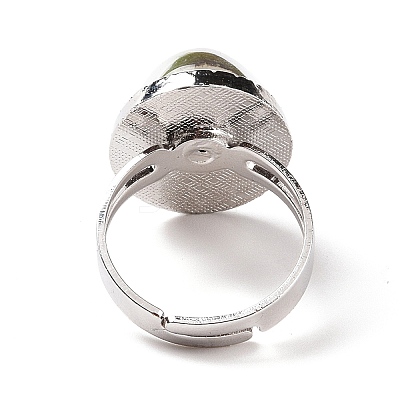Glass Oval Mood Ring RJEW-C031-04P-1