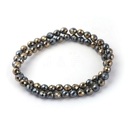 Electroplated Non-magnetic Synthetic Hematite Beads Strands G-P408-P-6mm-1