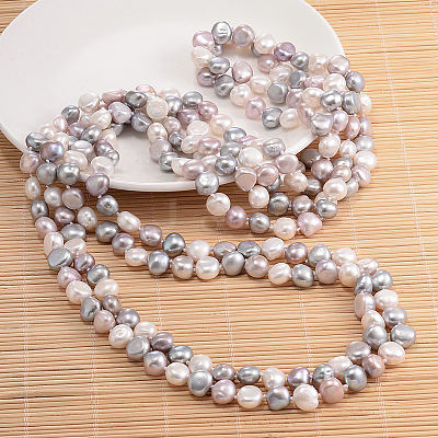 Natural Pearl Nuggets Beaded Necklace NJEW-P126-B-01B-01-1