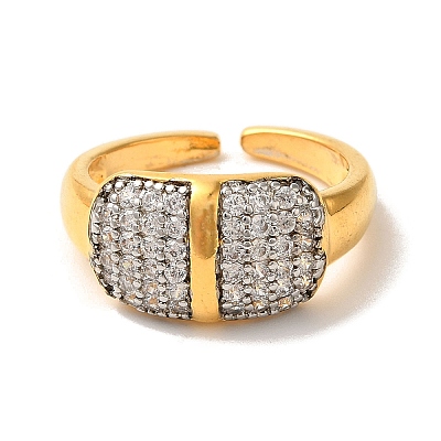 Brass Micro Pave Cubic Zirconia Cuff Rings for Women RJEW-G325-11E-GP-1