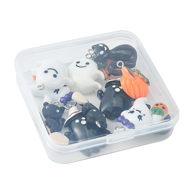 12Pcs 6 Styles Halloween Opaque Resin Pendants RESI-FS0001-33-1