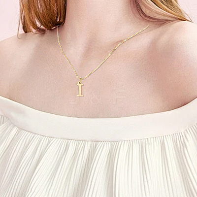 1pc 304 Stainless Steel Letter Pendant Necklaces NJEW-LP0001-38I-G-1
