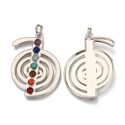 Platinum Plated Brass Gemstone Musical Note Pendants G-J264-03-1