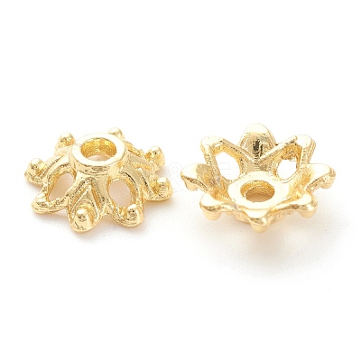 Rack Plating Alloy Flower Bead Caps KK-J277-08G-1