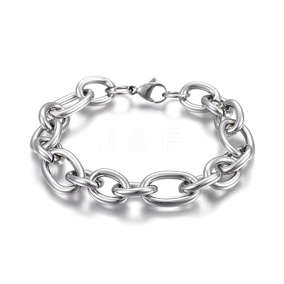 Tarnish Resistant 304 Stainless Steel Cross Chain Bracelets BJEW-L634-11P-1