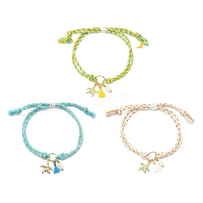 Starfish Brass Charm Bracelets BJEW-JB13886-1