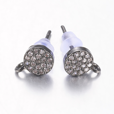 Brass Micro Pave Cubic Zirconia Stud Earring Findings ZIRC-E132-11B-B-1