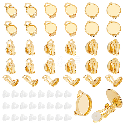 30Pcs 3 Styles Brass Clip-on Earring Findings KK-PH0011-09-1
