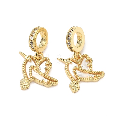 Brass Micro Pave Clear Cubic Zirconia European Dangle Charms KK-P345-34G-1