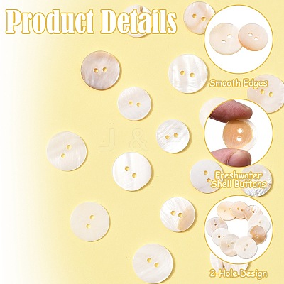 100Pcs 2 Styles Freshwater Shell Buttons BUTT-CJ0001-12-1