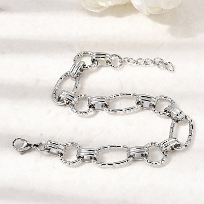 Hammered 304 Stainless Steel Link Chain Bracelets for Women BJEW-L720-01P-1