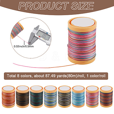 8 Rolls 8 Colors 12-Ply Polyester Thread Cord DIY-SP0003-80B-1