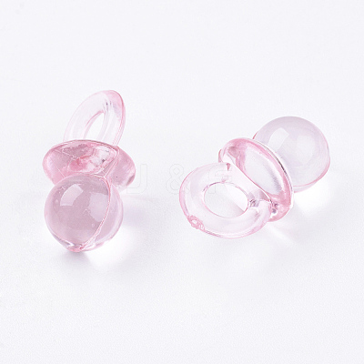 Pink Color Transparent Acrylic Baby Pacifier Pendants X-TACR-R16-4-1
