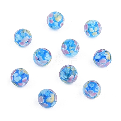 10Pcs Round Lampwork Beads LAMP-YW0001-60F-1