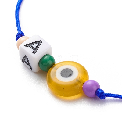 26Pcs 26 Style Initial Letter A~Z Acrylic & Evil Eye Lampwork Braided Bead Bracelets Set BJEW-JB08659-1