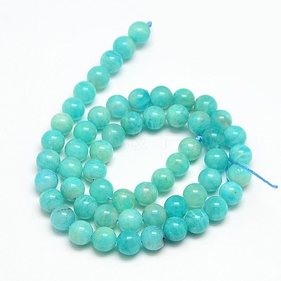 Grade AB Natural Gemstone Amazonite Round Beads Strands G-O017-6mm-08B-1