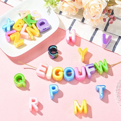 26Pcs 26 Styles UV Plating Opaque Acrylic European Beads OACR-YW0004-32-1