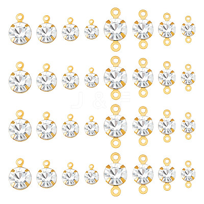 DIY Flat Round Brass Rhinestone Connector Charms & Pendant Jewelry Making Findings Kits DIY-GA0001-69G-1
