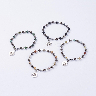 Natural Gemstone Anklets AJEW-AN00217-1
