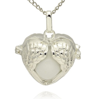 Silver Color Plated Brass Hollow Heart Cage Pendants KK-J241-06S-1