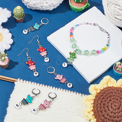 Alloy Enamel Cactus Pendant Locking Stitch Markers HJEW-AB00098-1