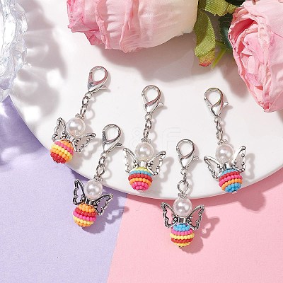 Colorful Angel Resin Pendant Decorations HJEW-JM01909-1