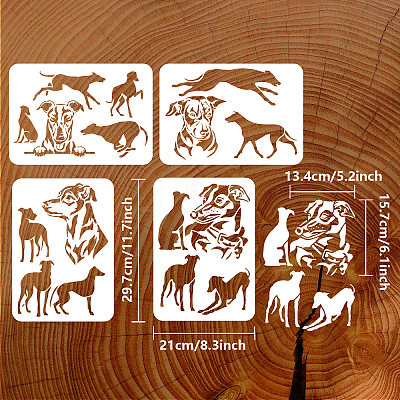 4Pcs 4 Styles PET Hollow Out Drawing Painting Stencils DIY-WH0394-0133-1