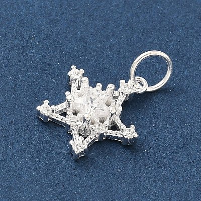 925 Sterling Silver Pave Clear Cubic Zirconia Pendants STER-G049-01B-S-1