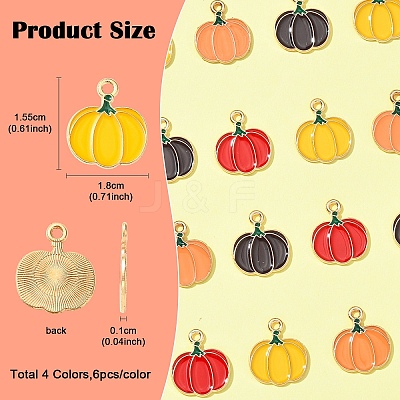 24Pcs 4 Colors Thanksgiving Day Theme Alloy Enamel Pendants ENAM-YW0005-32-1