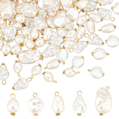 100Pcs 5 Style ABS Plastic Imitation Pearl Beads Pendant KY-AR0001-12-1