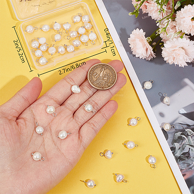 40Pcs Natural Cultured Freshwater Pearl Oval Charms PALLOY-BBC0001-04-1