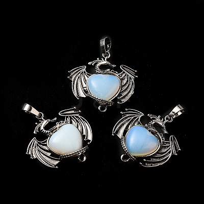 Opalite Heart Pendants KK-K331-01AS-03-1